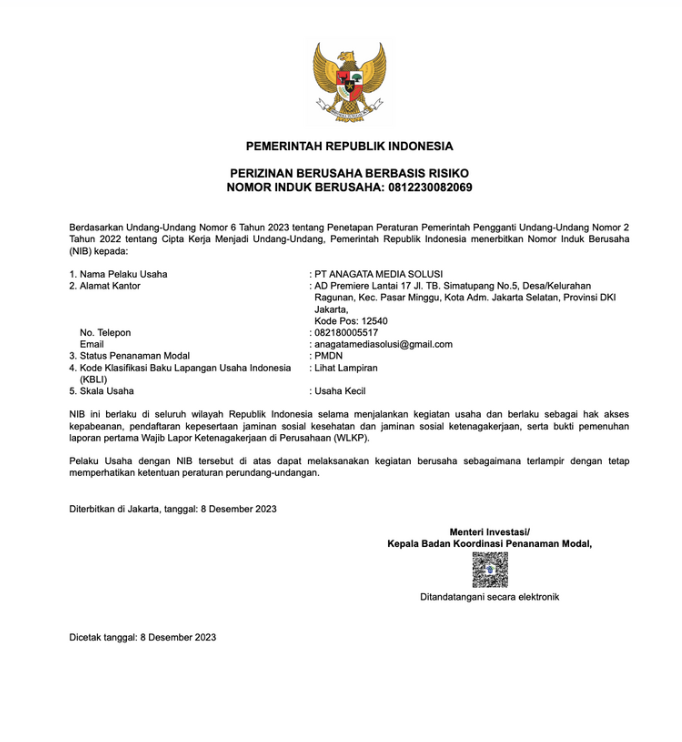 NPWP CNA Konveksi